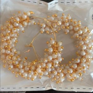 Gold and pearl hoops